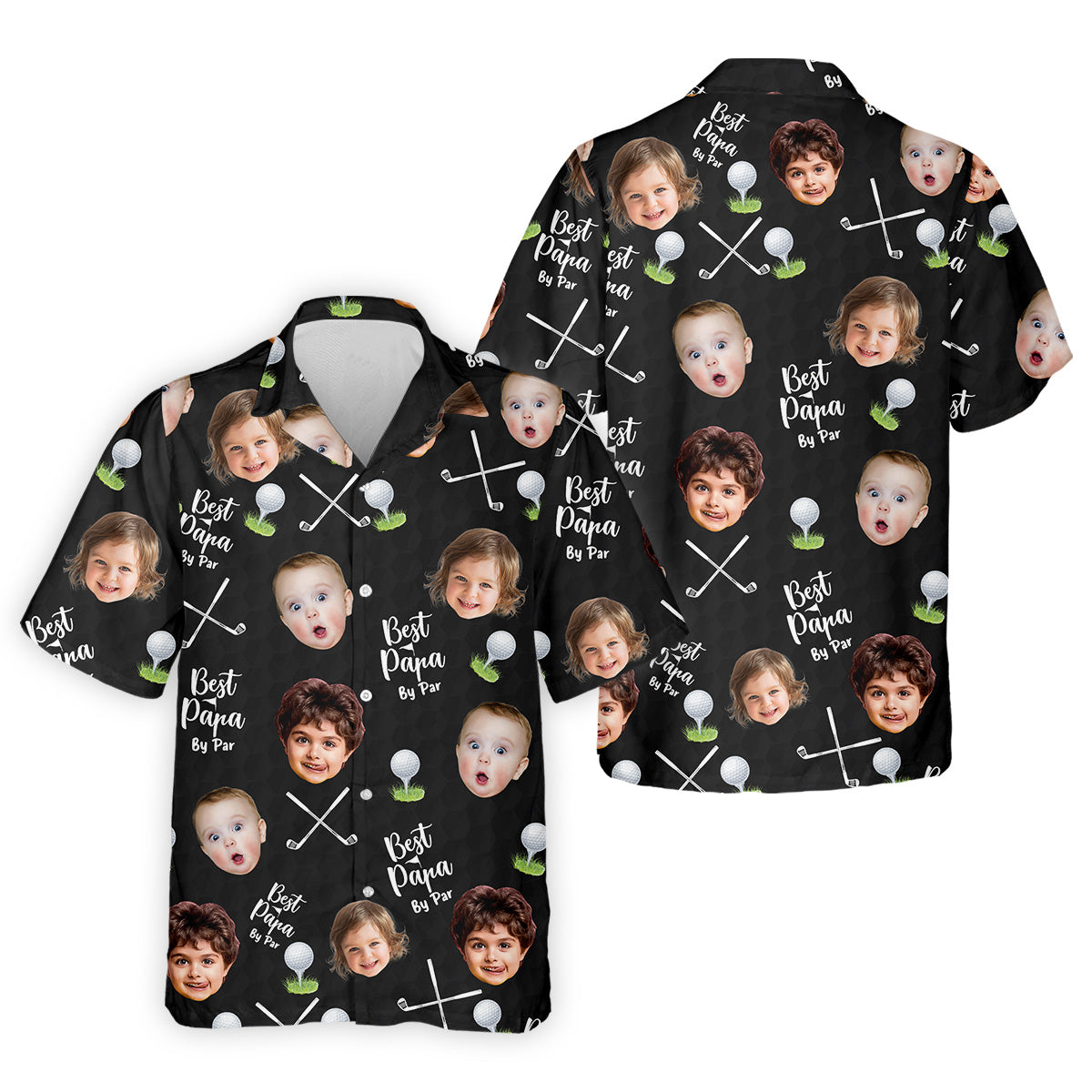 Best Papa By Par Black Custom Photo Golf Shirt, Funny Golf Shirt, Christmas Golf Gift