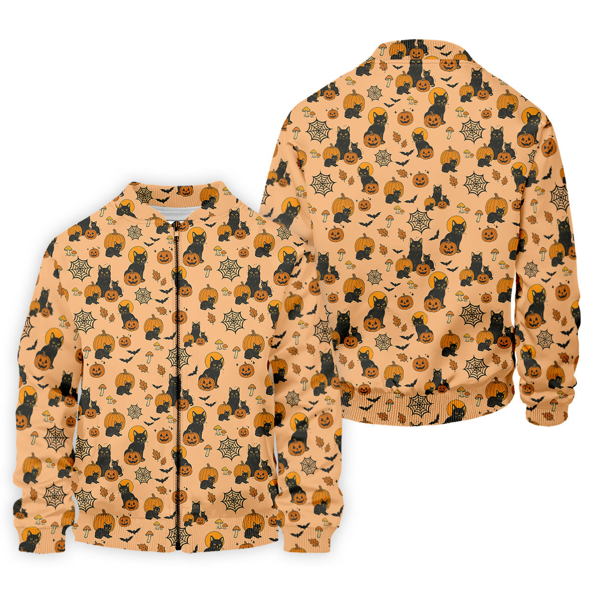 Black Cat Pumpkin Halloween Golf Shirt, Orange Golf Shirt, Mens Golf Polo Shirt Golfing Apparel