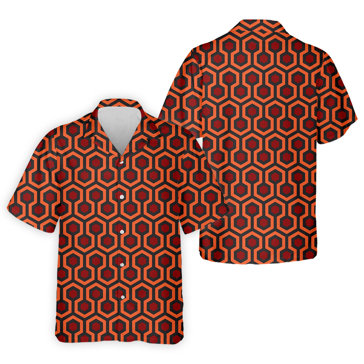 Spooky Hotel Carpet Horror Pattern Mens Golf Polo Shirt Pattern Golf Shirt, Halloween Golf Shirts, Golf Shirts For Men
