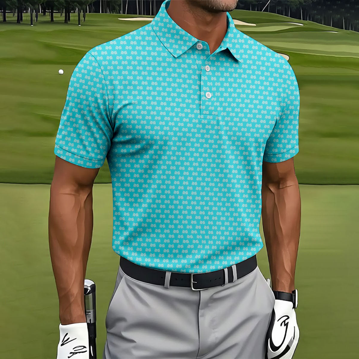 Funny Golf Balls Adult Humor Turquoise Blue Golf Tops For Men, Polo Shirtor Men