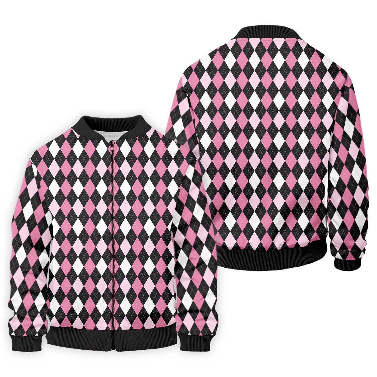 Black Pink Argyle Men's Golf Polo ShirtGolf Gift For Men, Golfing Apparel, Matching Golf Shirt