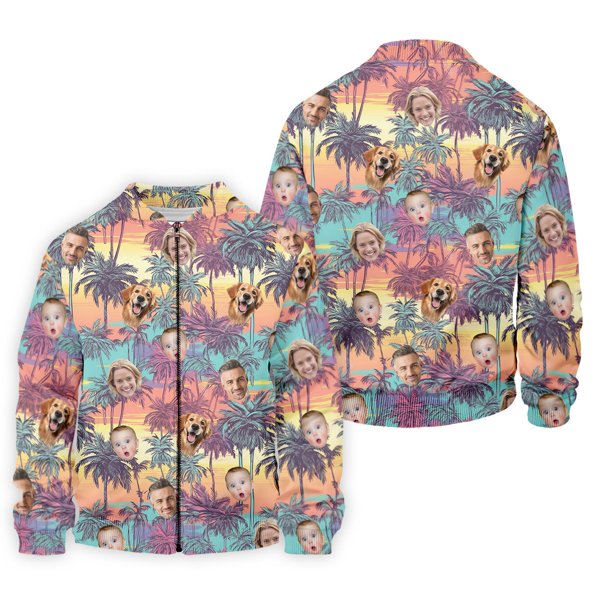 Men Palm Tree Shirt, Seamless Pattern, Hawaiian Shirts With Faces, Mens Golf Polo Shirt Mens Hawaiian Shirt