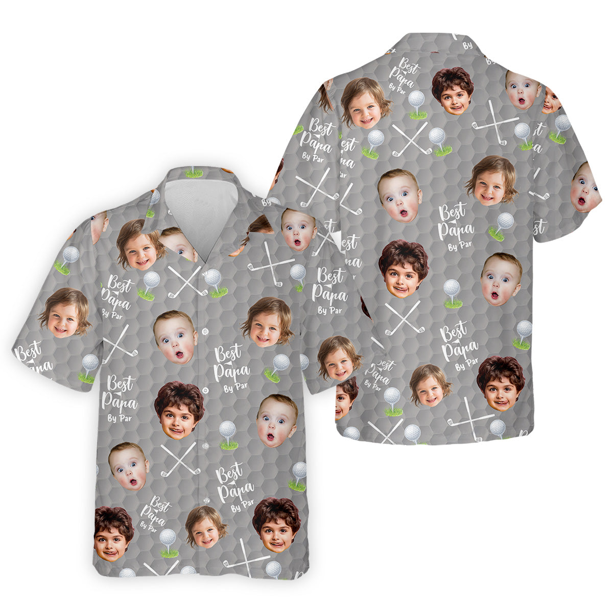 Best Papa By Par Gray Custom Photo Golf Shirt, Funny Golf Shirt, Christmas Golf Gift