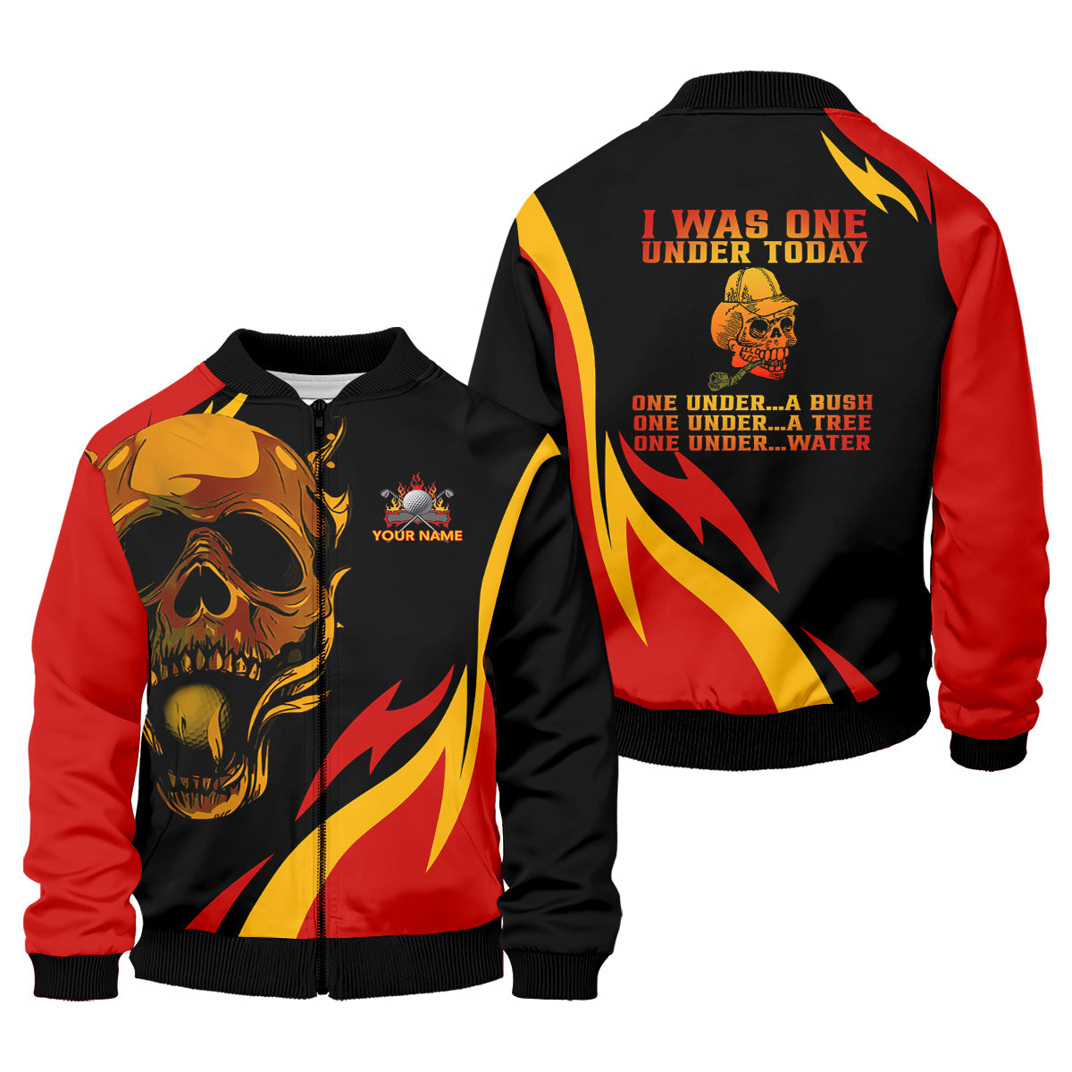 Custom Fire Skull Men's Golf Polo ShirtMens Golf Gift, Funny Golf Shirt