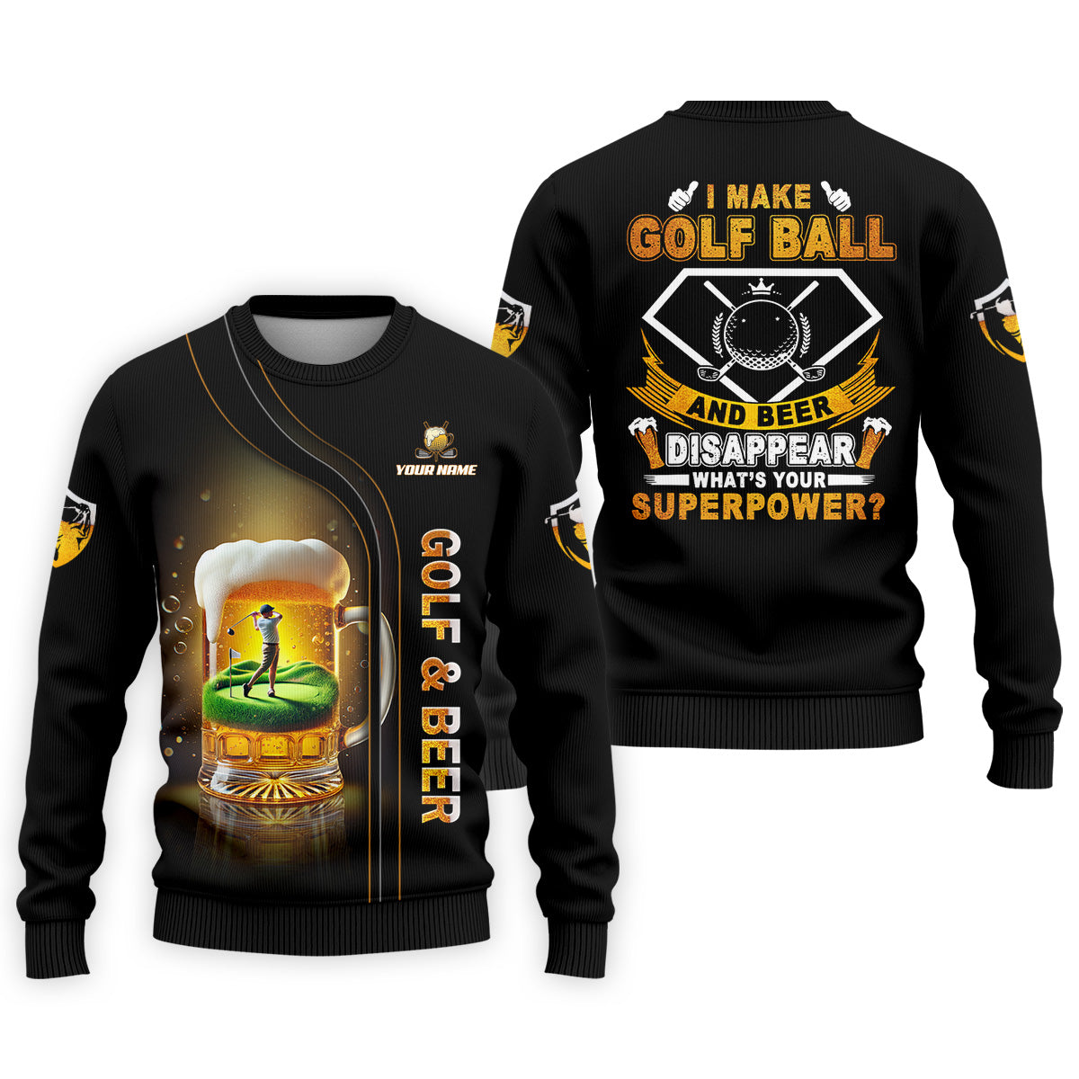 I Make Golf Ball And Beer Custom Men's Golf Polo ShirtFunny Golf Shirt, Dad Golf Gift
