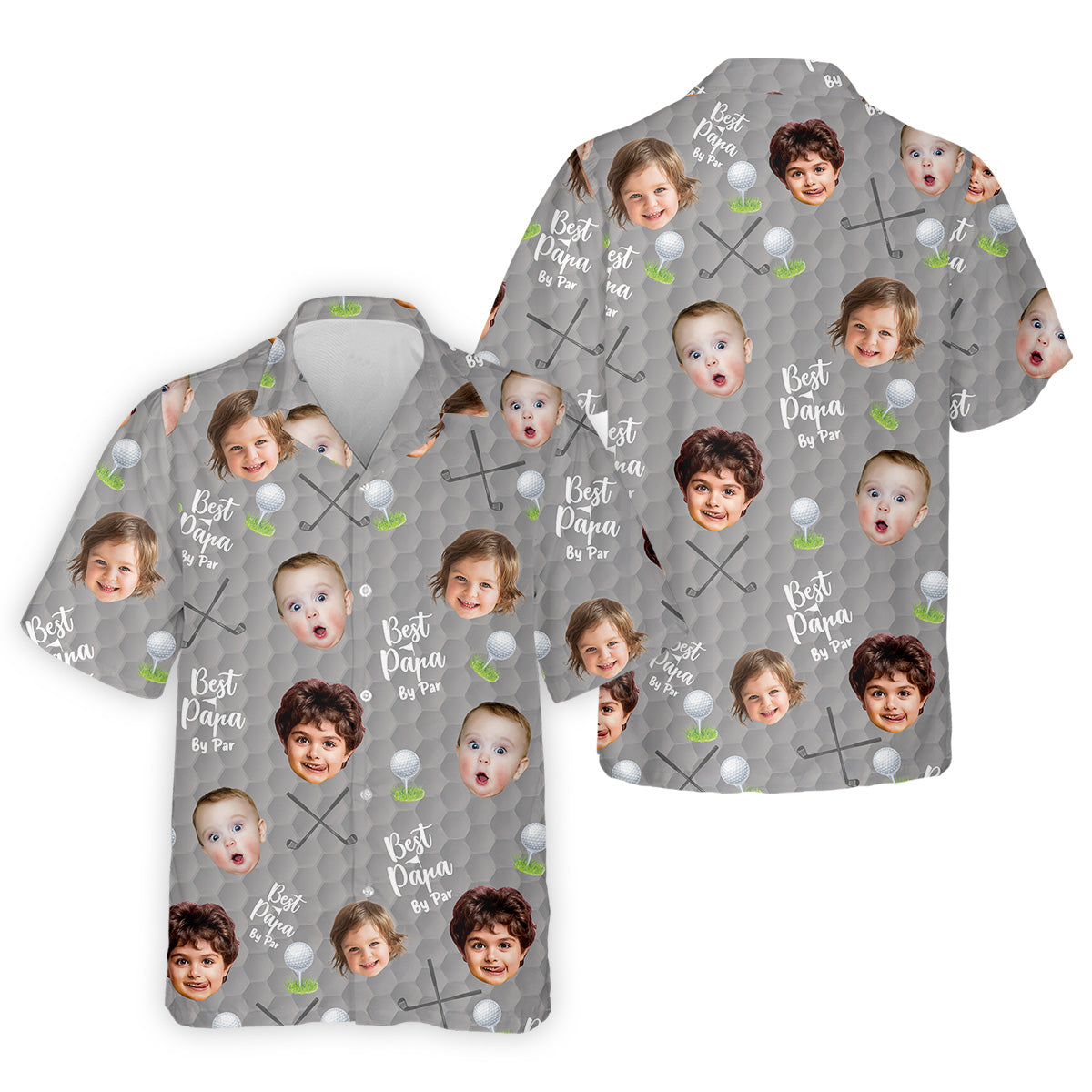 Best Papa By Par Gray Custom Photo Golf Shirt, Funny Golf Shirt, Dad Golf Gifts