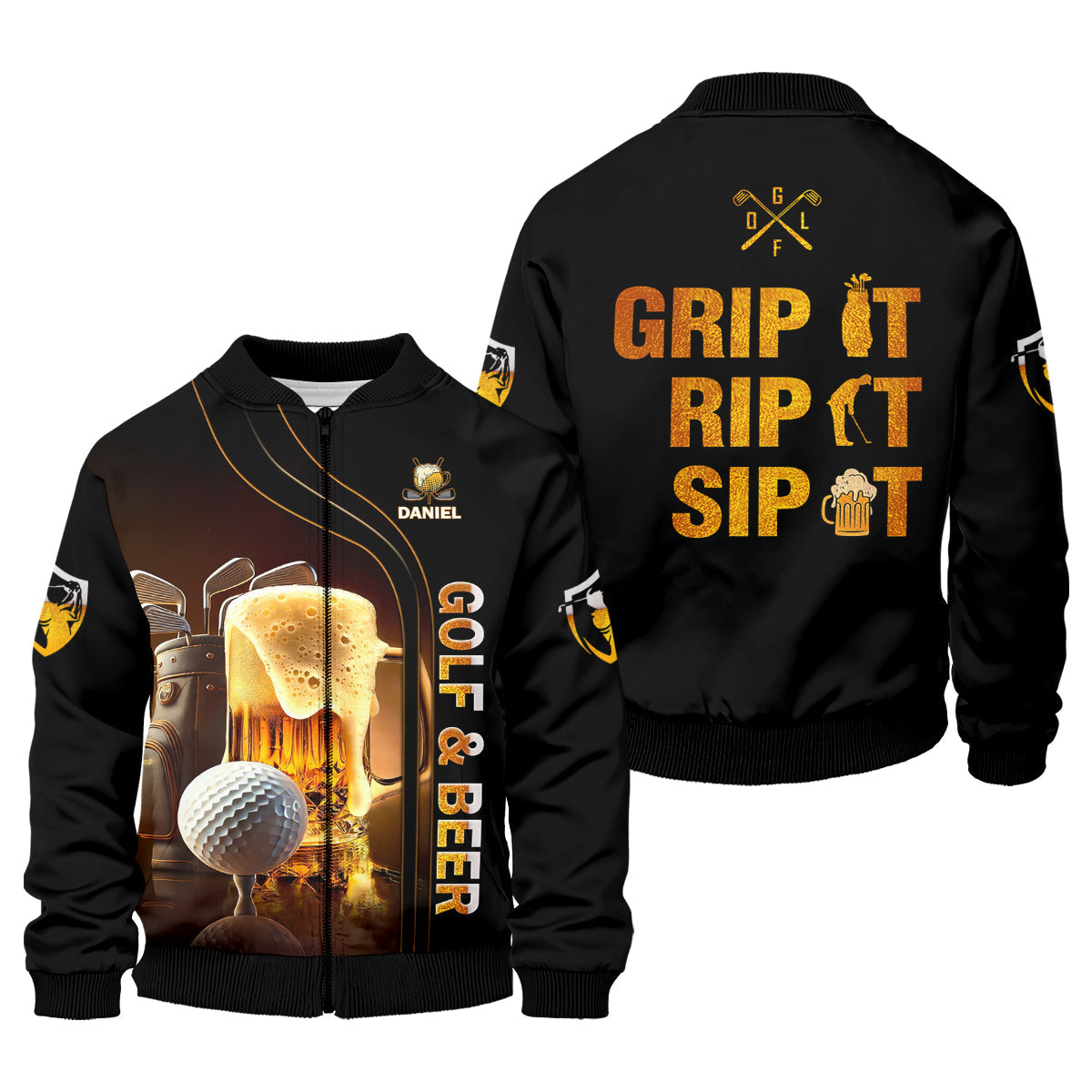 Grip It Rip It Sip It Golf Beer Shirt, Fun Golf Shirts For Men, Funny Golf Polo ShirtDad Golf Gifts