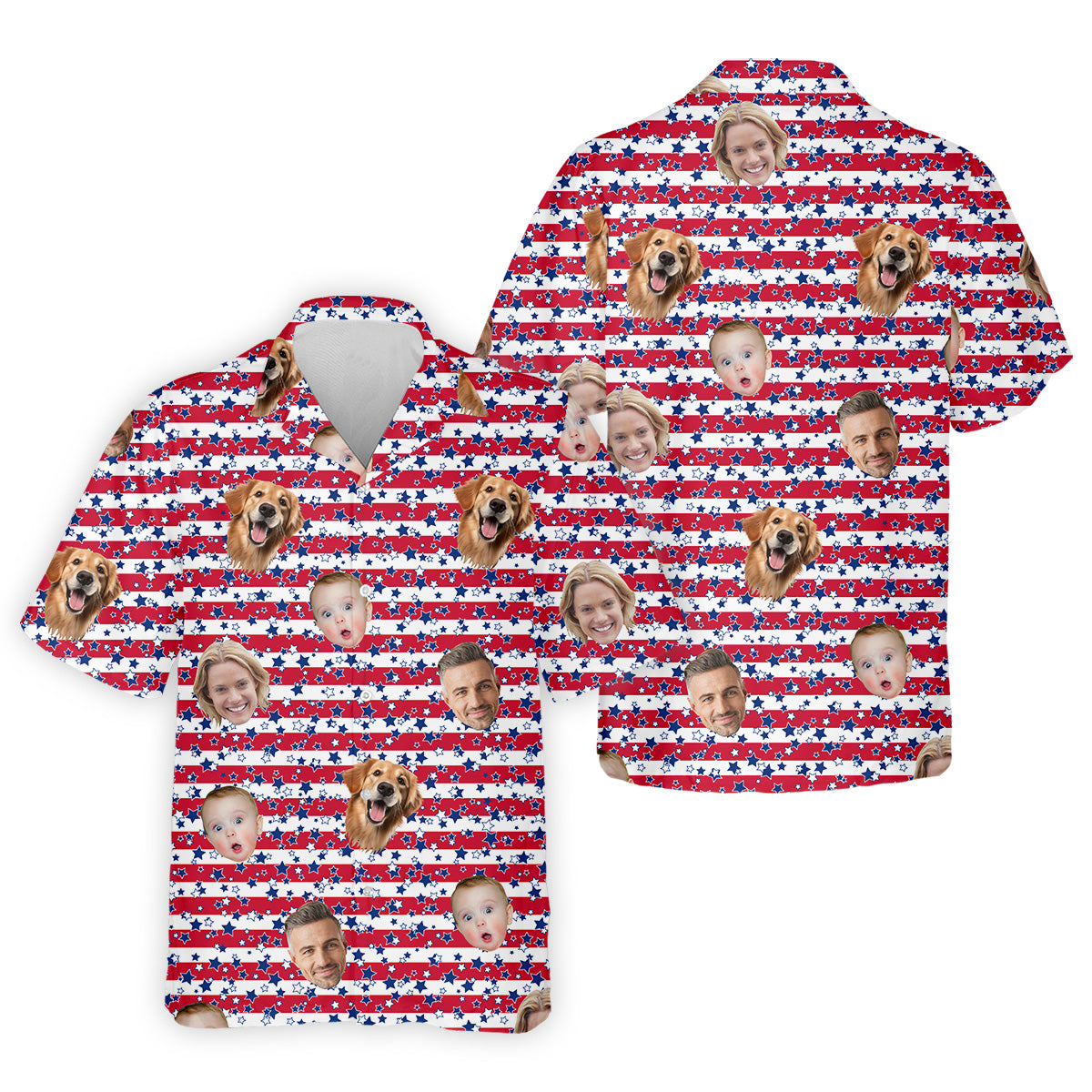 American Flag Golf Shirts, Custom Shirts With Faces, Men's Golf Polo ShirtMen's 4th Of July Shirts
