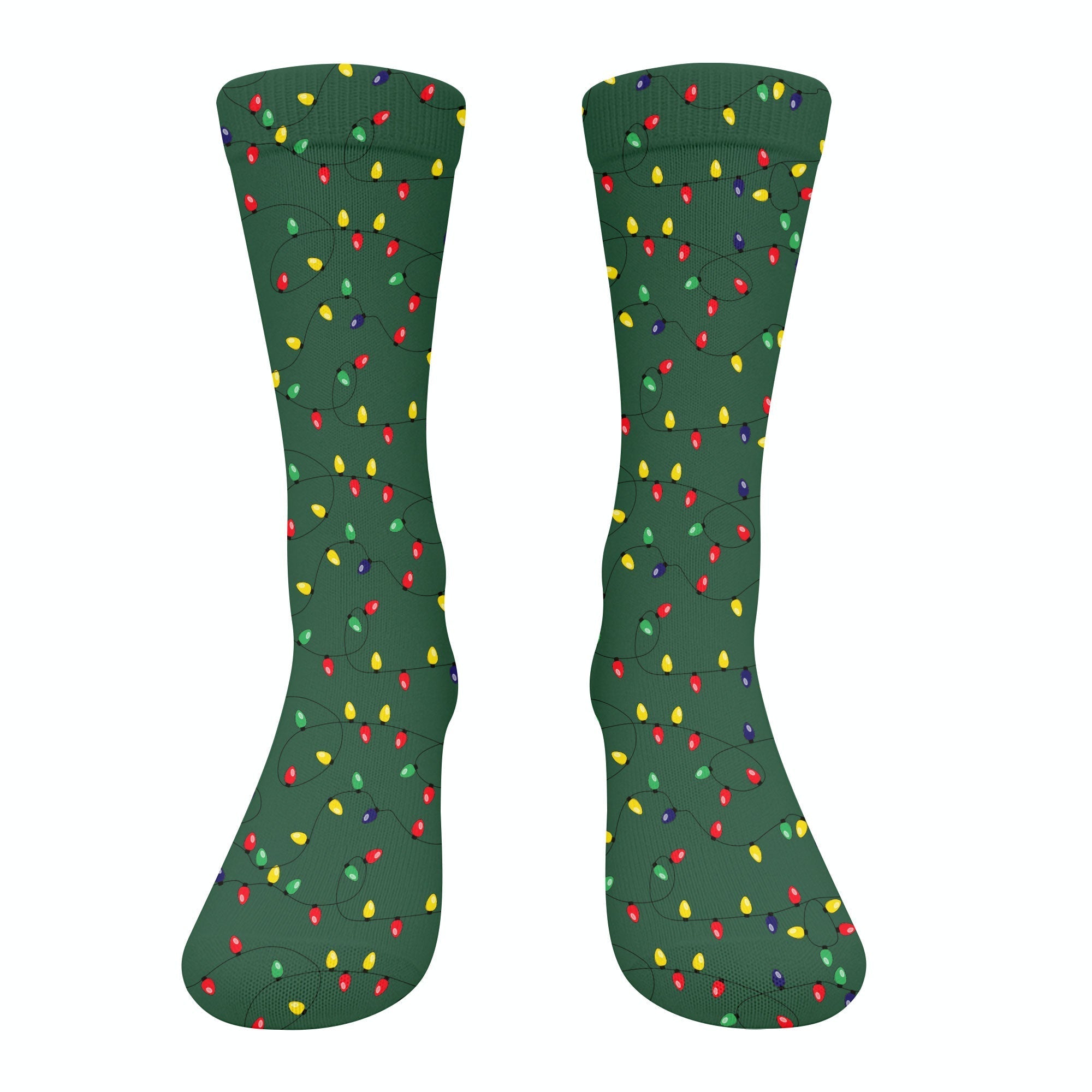 Christmas Colorful Lights Green Golf Socks, Fun Golf Socks, Christmas Golf Socks, Christmas Golf Gift