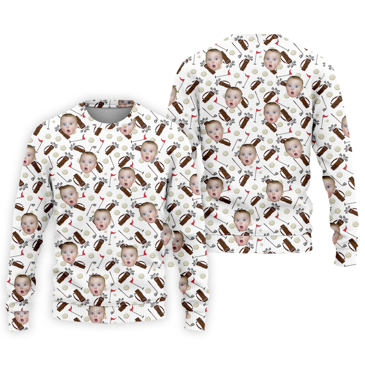 Custom Shirts With Faces, Funny Golf Polo ShirtGolf Gifts For Dad, Christmas Golf Gift