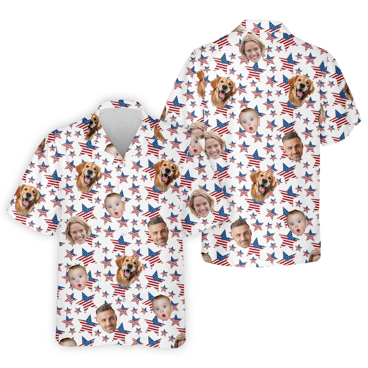 American Flag Golf Shirt, Custom Shirts With Faces, Men's Golf Polo Shirtny Fourth Of July Shirts