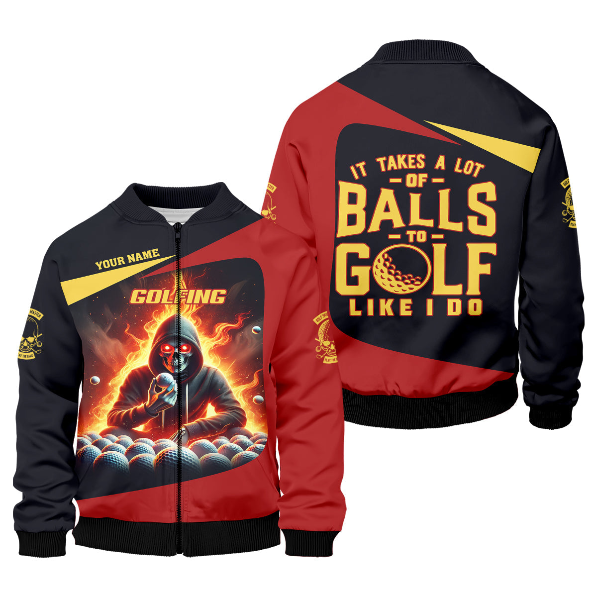 It Takes A Lot of Balls to Golf Like I Do Custom Skull Funny Golf Polo ShirtDad Golf Gifts