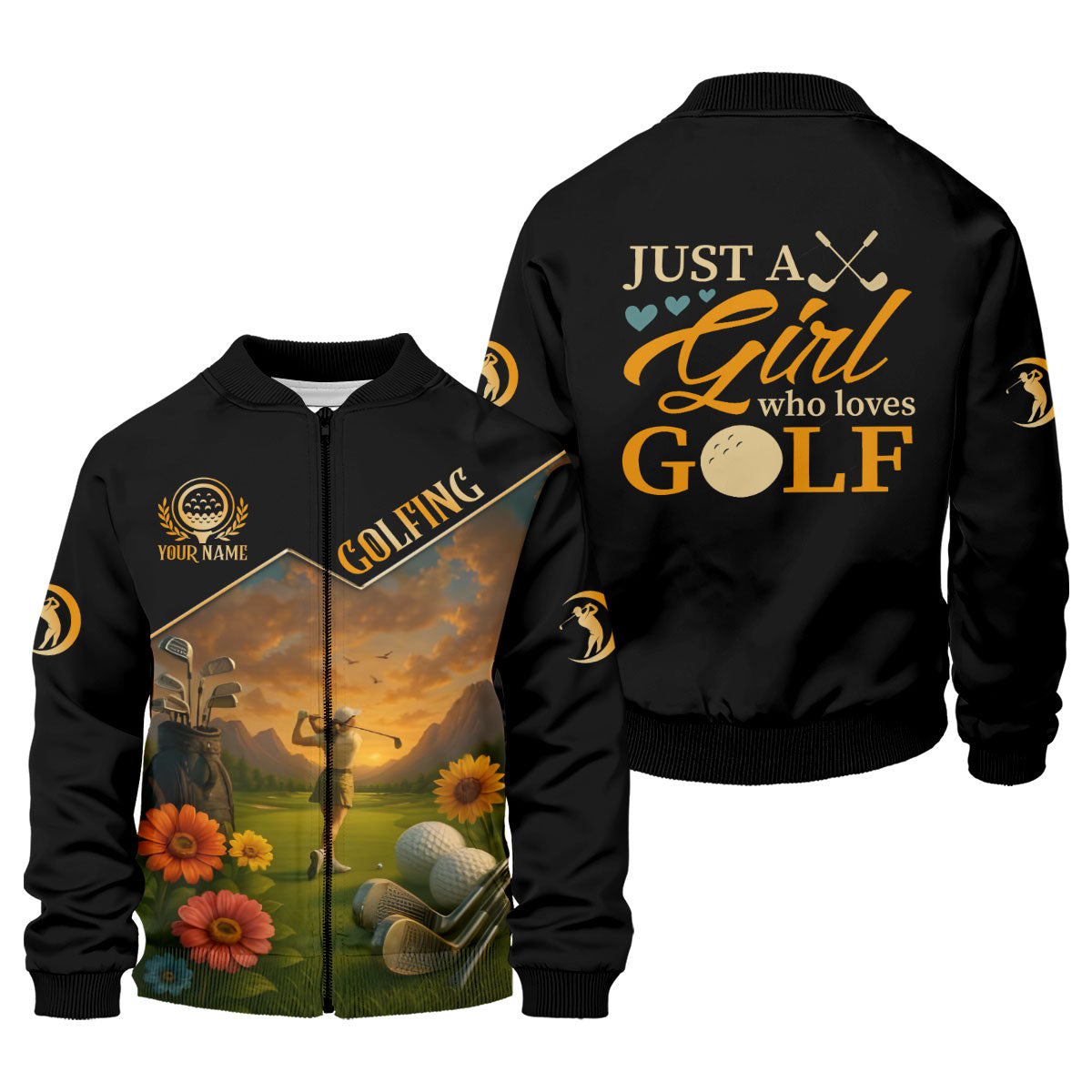 Just A Girl Who Loves Goft Custom Womens Golf Polo ShirtLadies Golf Shirts, Womens Golf Clothes