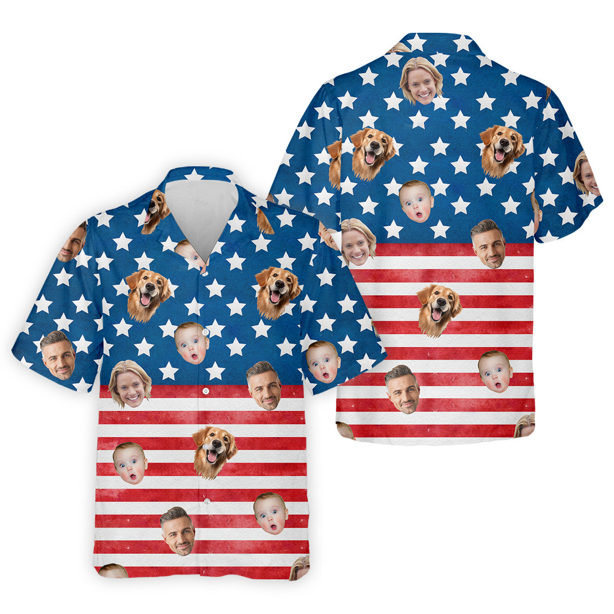 4th Of July Golf Polo, Custom Shirts With Faces, Men's Golf Polo ShirtFunny Fourth Of July Shirts