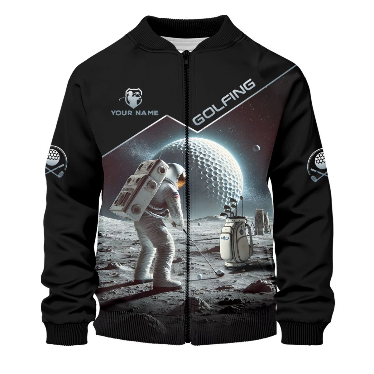 Outer Space Personalized Funny Men's Golf Polo ShirtChristmas Golf Gift