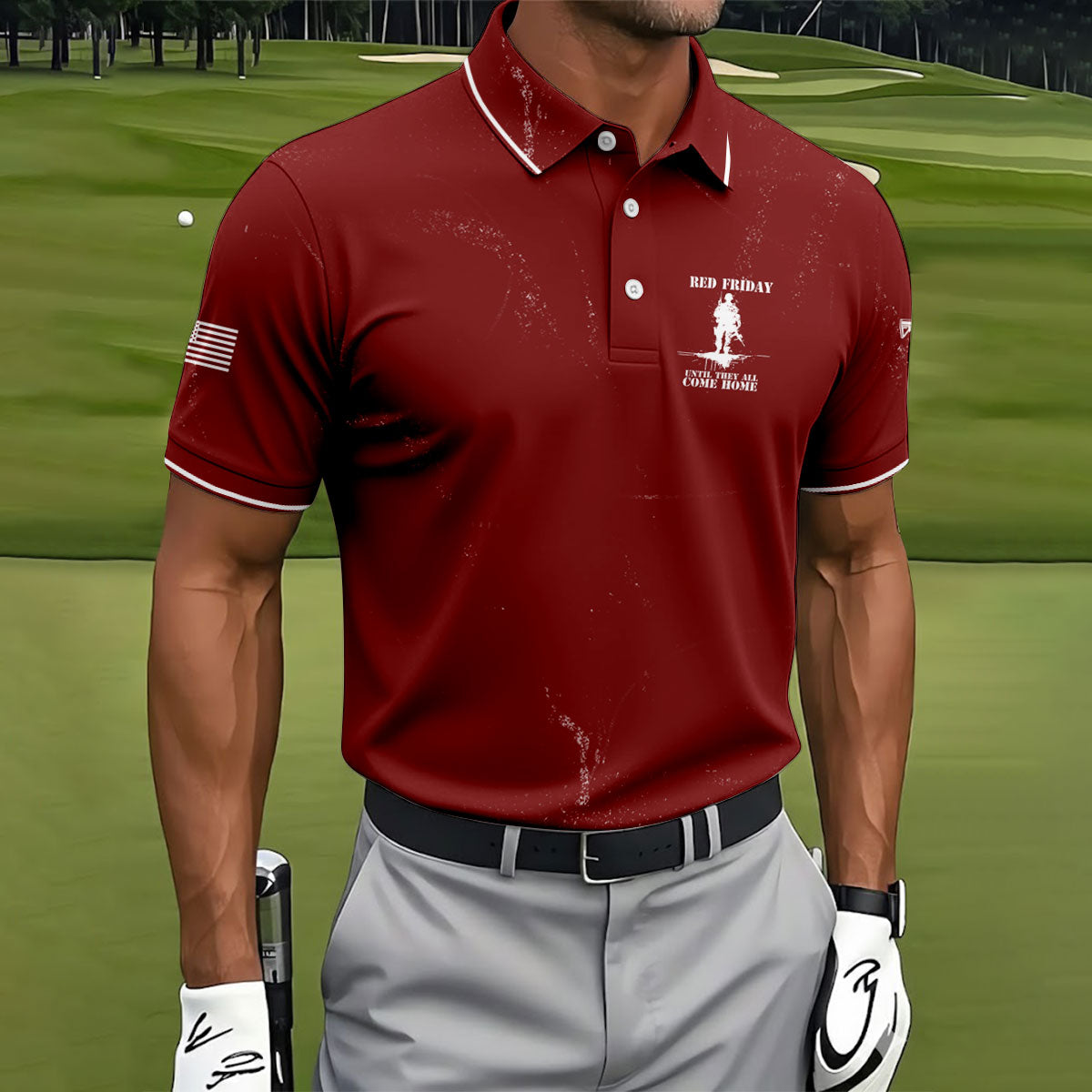 RED Friday Untill They All Come Home Red Golf Shirt, Veteran Memorial 250 Years Polo Shirtor Men