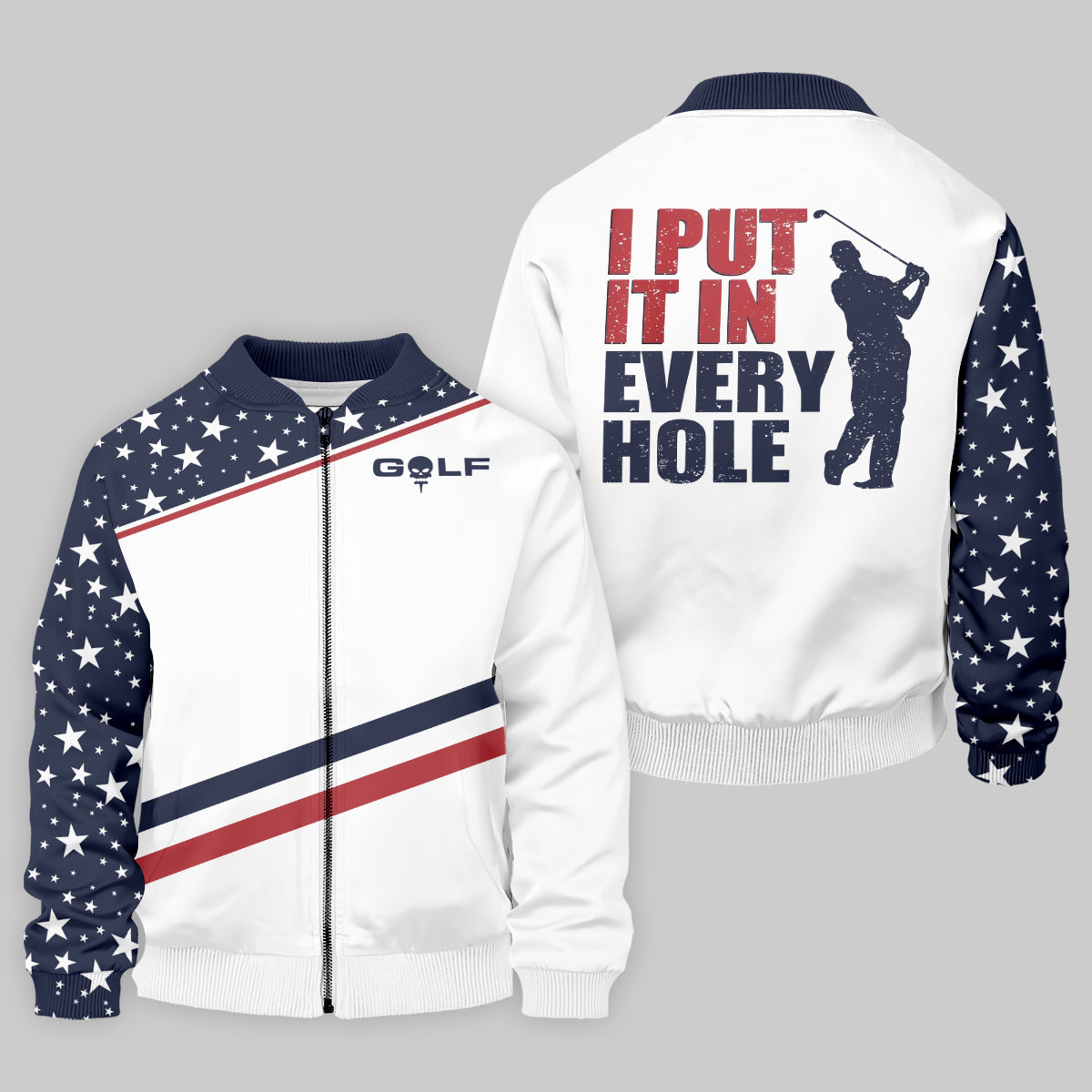 I Put It in Every Hole Mens Golf Polo ShirtMens Golf Gift, Funny Golf Shirt, America 250 Anniversary Golf Shirt