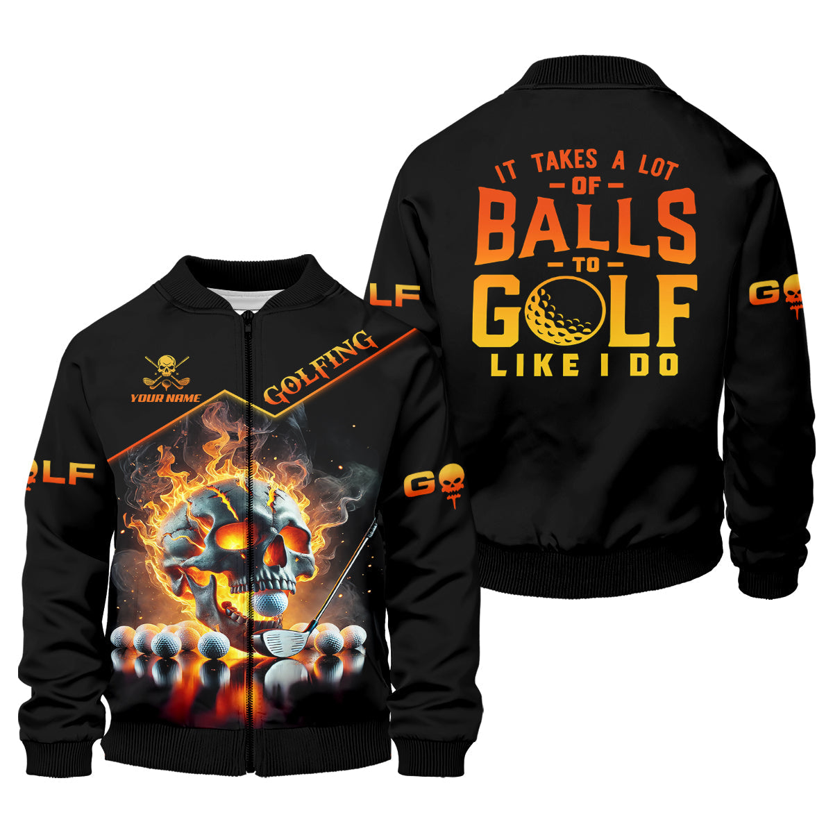 It Takes A Lot Of Balls To Golf Like I Do Custom Men's Golf Polo ShirtSkull Golf Shirt, Funny Golf Shirt
