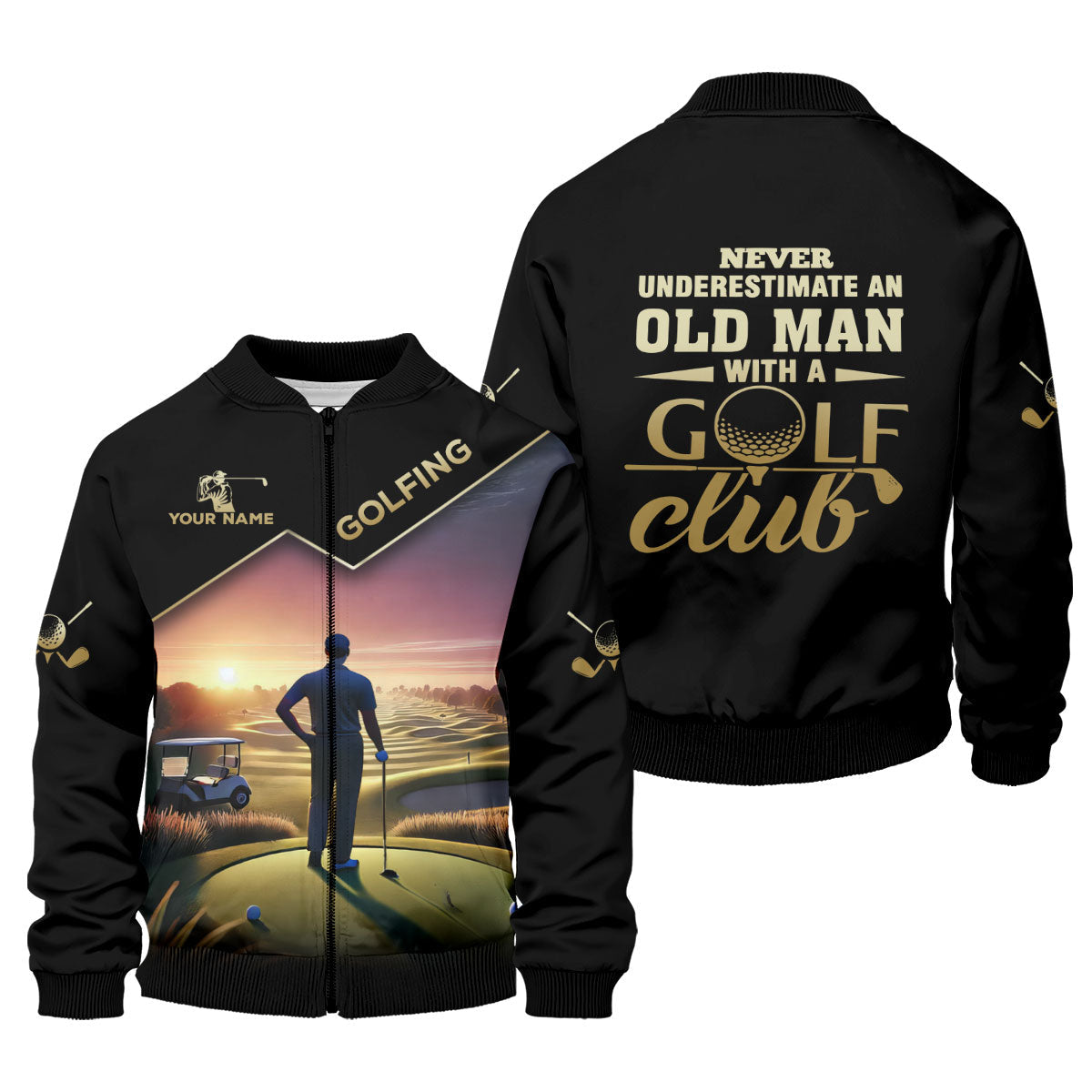Never Underestimate An Old Man Personalized Men's Golf Polo ShirtChristmas Golf Gift