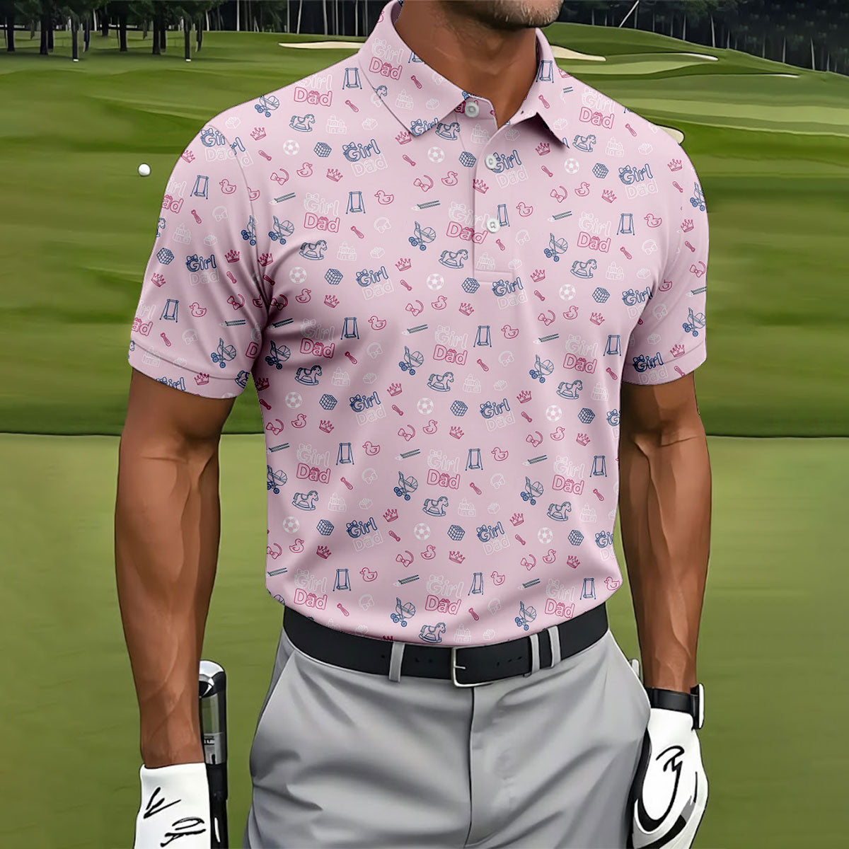 Girl Dad Father's Day Golf Shirt, Cute Golf Outfit, Polo Shirt Men, Golf Gift For Dad