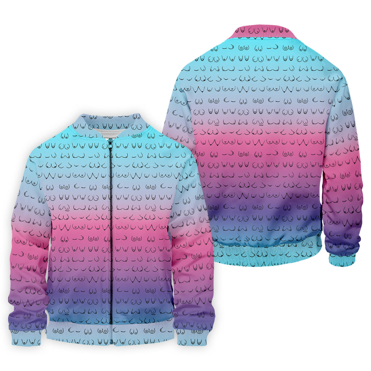 Blue Pink Ombre Mens Funny Golf Shirts , Fun Golf Shirts For Men, Men Golf Polo Shirtl Golf Gifts