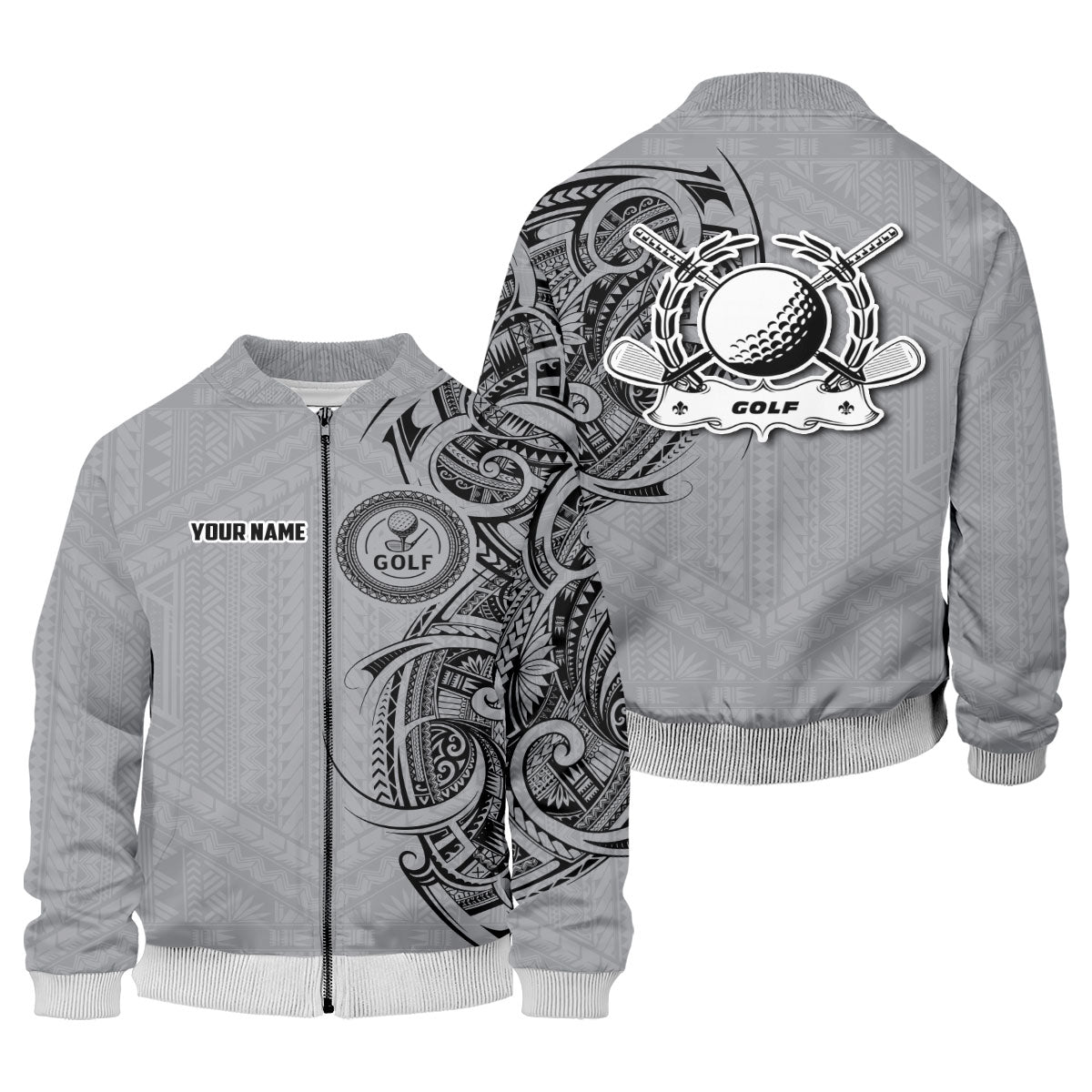 Strike Grey Tribal Tattoo Custom Men's Golf Polo ShirtFunny Golf Shirt, Dad Golf Gift