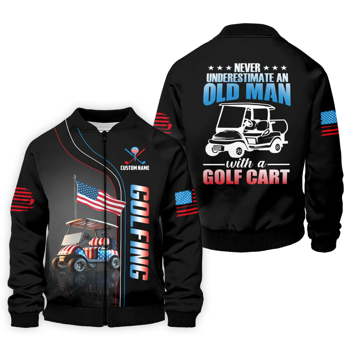 Never Underestimate An Old Man Custom Men's Golf Polo Shirtunny Golf Shirt, Dad Golf Gift