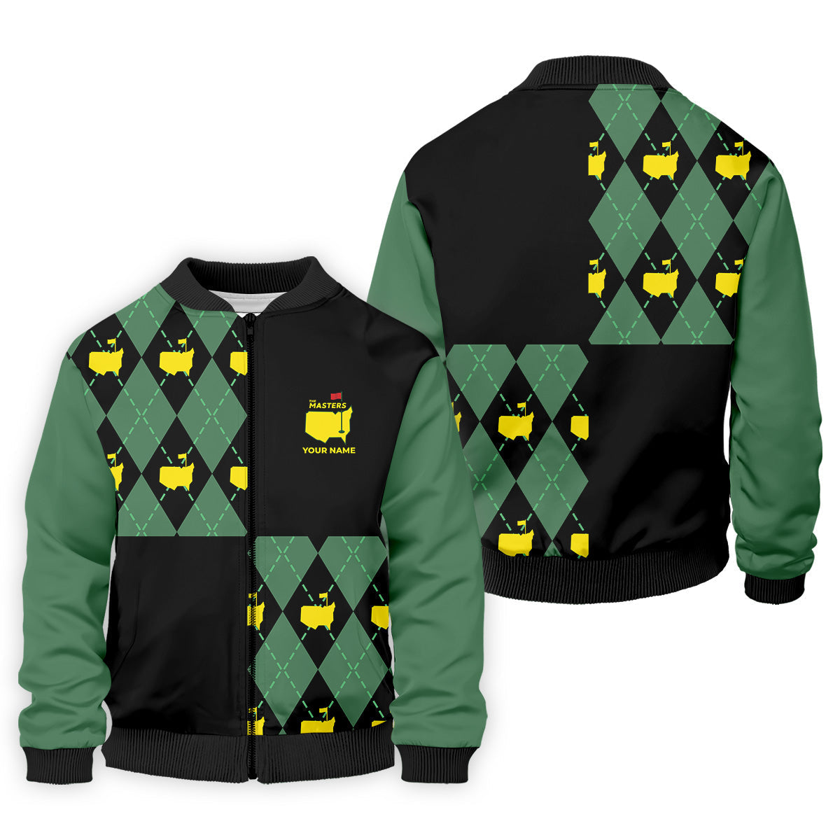 Green and Black Argyle Golf Shirt, Mens Golf Polo Shirt Cool Golf Gifts, Golfing Apparel