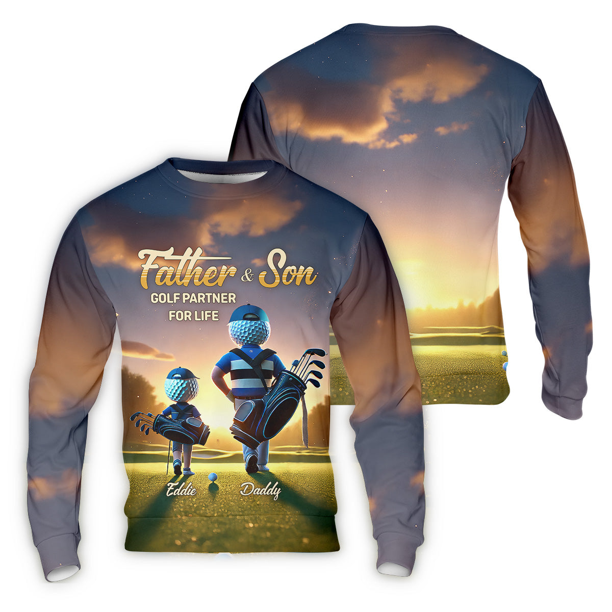 Father And Son Golf Partner For Life Custom Men's Golf Polo ShirtDad Golf Gift, Christmas Golf Gift