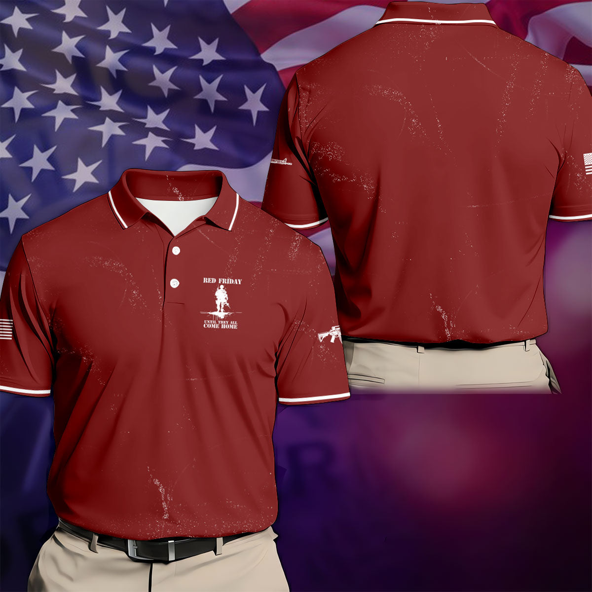 RED Friday Untill They All Come Home Red Golf Shirt, Veteran Memorial 250 Years Polo Shirtor Men