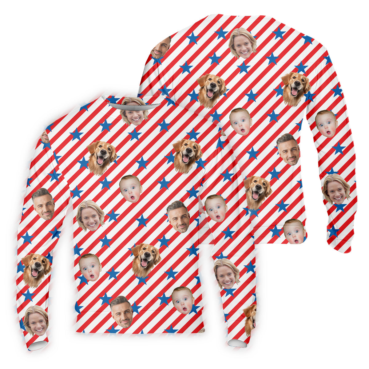 4th Of July Golf Polo, Custom Independence Days Shirts With Faces, Men's Golf Polo Shirt
