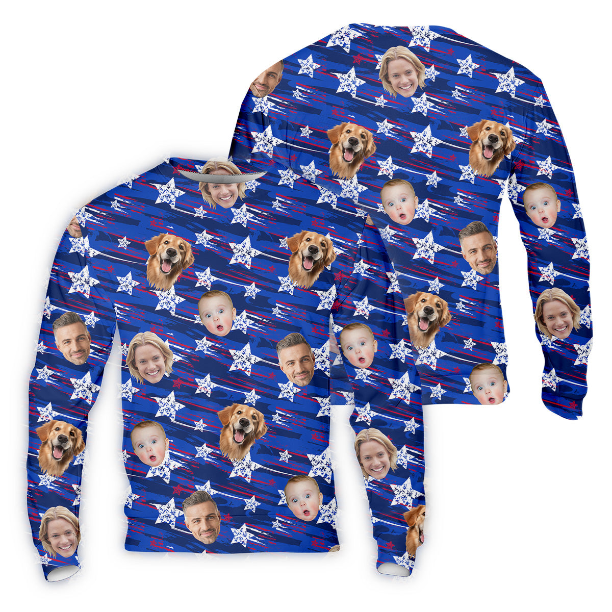 Independence Day Custom Shirts With Faces, Patriotic Golf Shirt, Men's Golf Polo ShirtUSA Golf Shirt