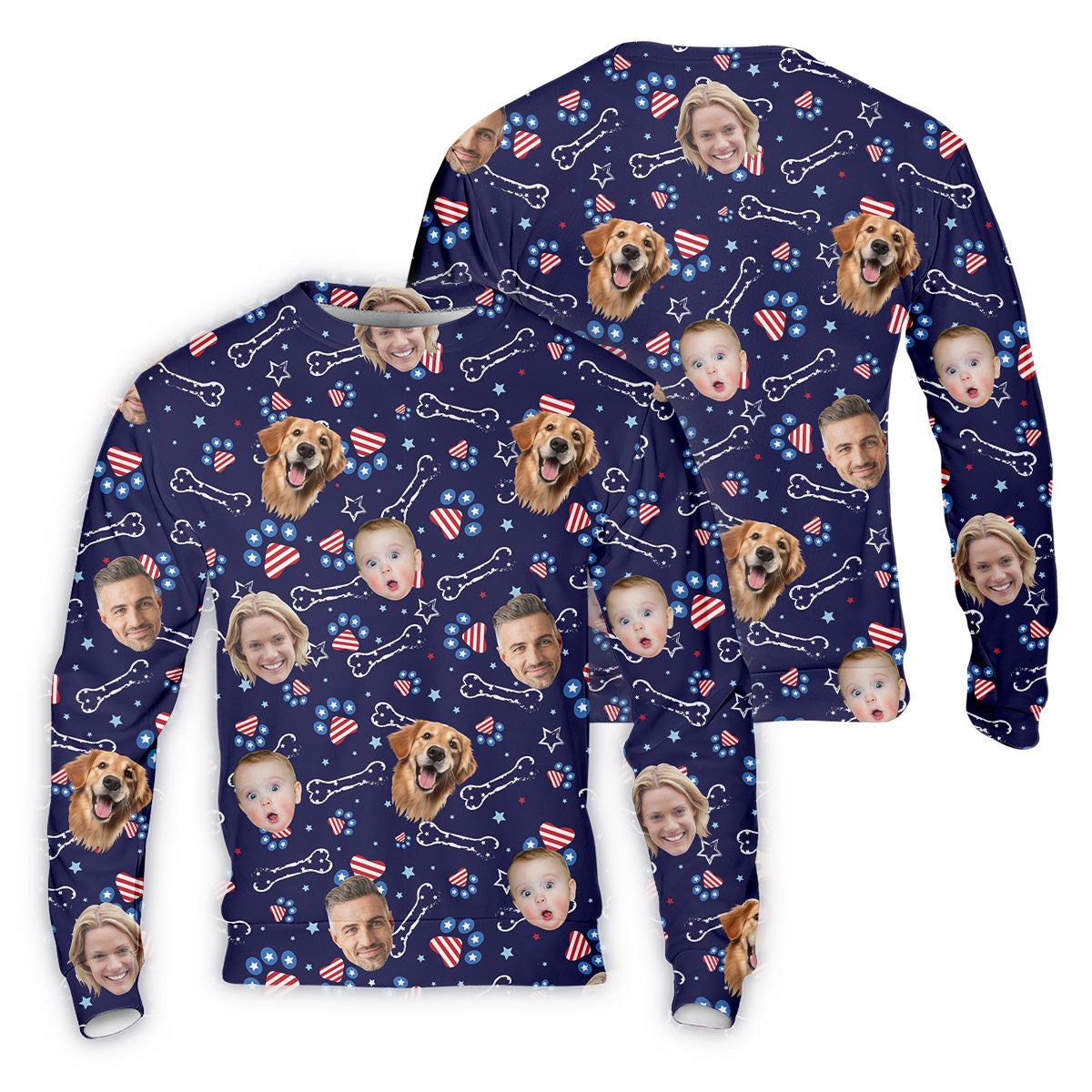 USA Custom Shirts With Faces, Men's Golf Polo ShirtMen's 4th Of July Shirts, USA Golf Shirt