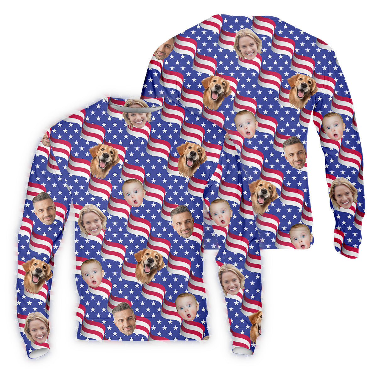 Funny 4th Of July Personalized Face Shirts, Men's Golf Polo ShirtPatriotic Golf Polo ShirtDad Golf Gift