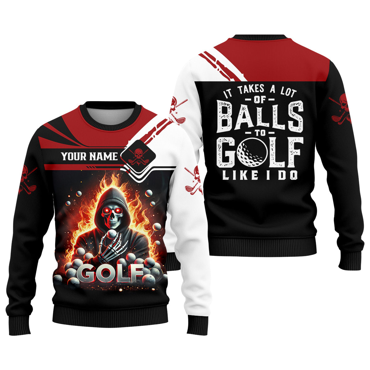 It Takes A Lot of Balls to Golf Like I Do Custom Funny Skull Golf Polo Shirtad Golf Gifts