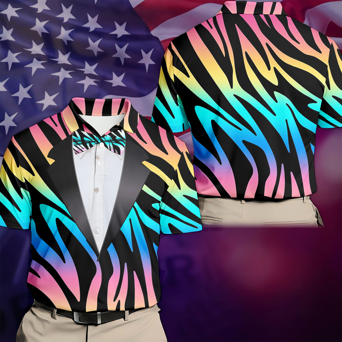 Colorful Zebra Funny Costume Hawaiian Golf Shirt, Polo Shirtor Men, Golf Shirts For Men