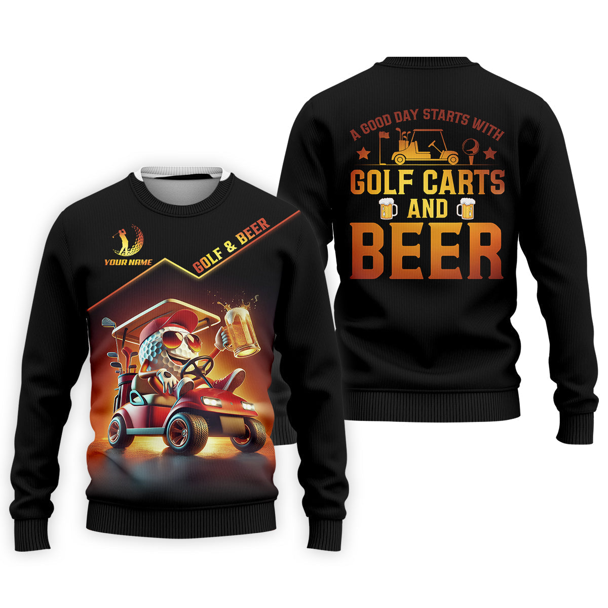 A Good Day Starts With Golf Carts And Beer Funny Golf Polo ShirtChristmas Golf Gift