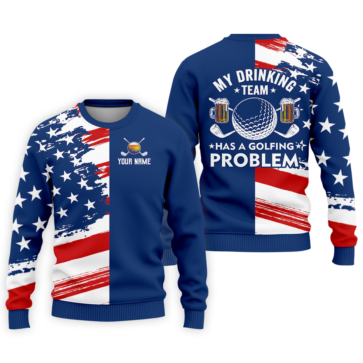 My Drinking Team Has A Golfing Problem Men's Golf Polo ShirtFunny Beer Golf Shirt, US 250 Anniversary Shirt