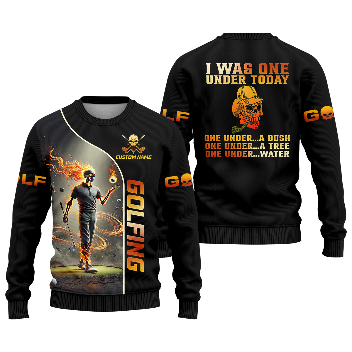 I Was One Under Today Custom Men's Golf Polo ShirtFunny Skull Golf Shirt, Dad Golf Gift
