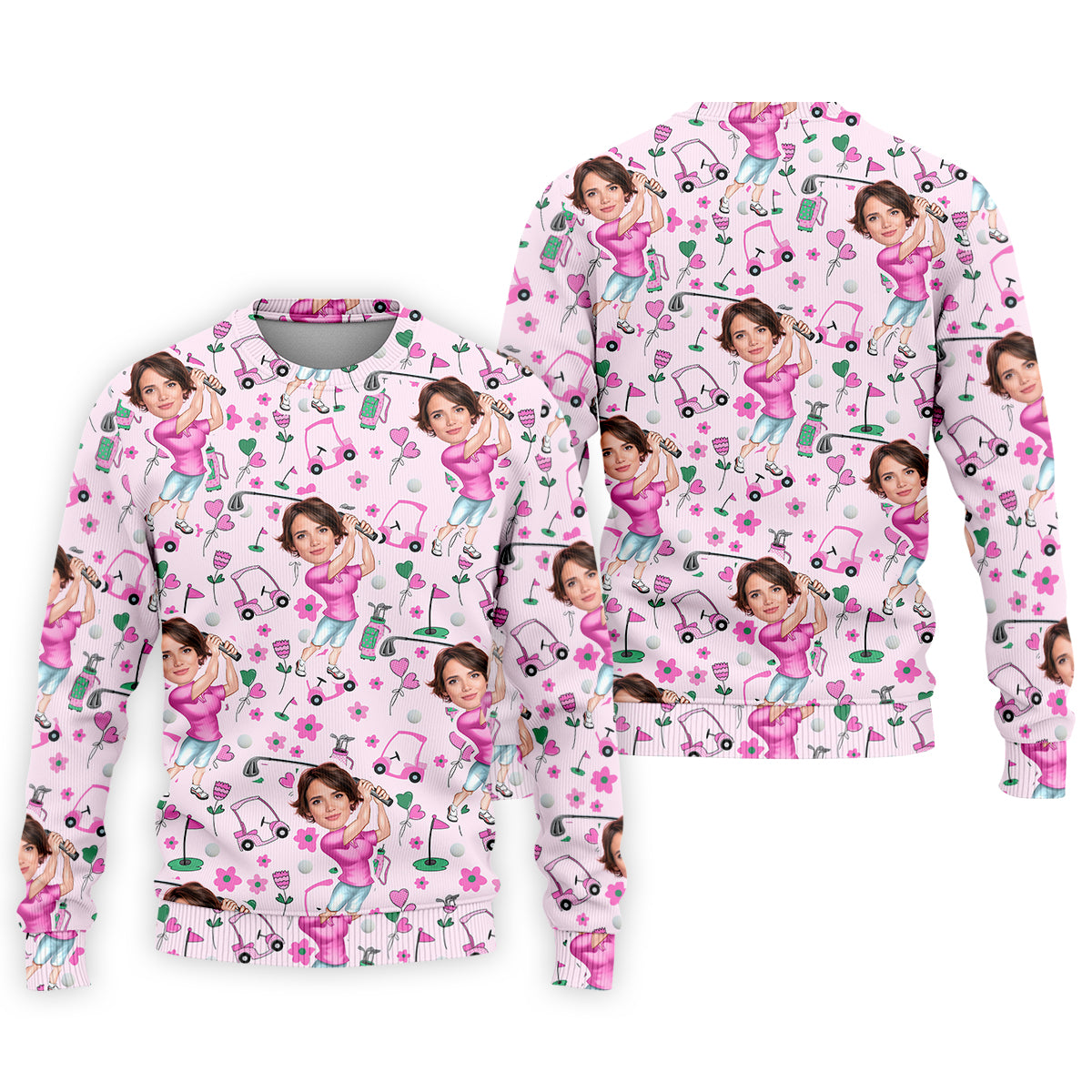 Custom Face Funny Womens Golf Polo ShirtLadies Golf Shirt, Mothers Day Gifts