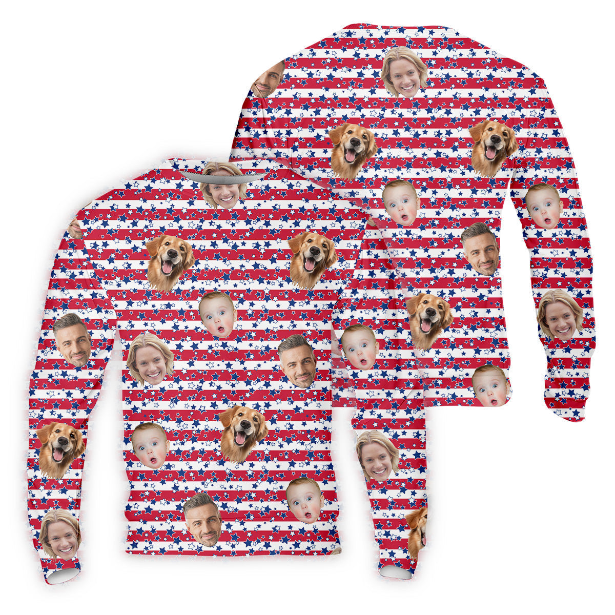 American Flag Golf Shirts, Custom Shirts With Faces, Men's Golf Polo ShirtMen's 4th Of July Shirts