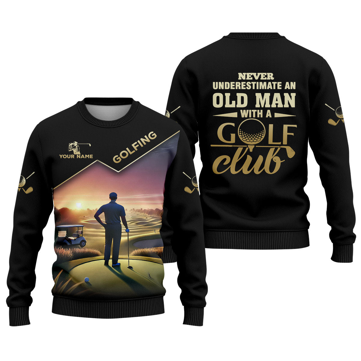 Never Underestimate An Old Man Personalized Men's Golf Polo ShirtChristmas Golf Gift