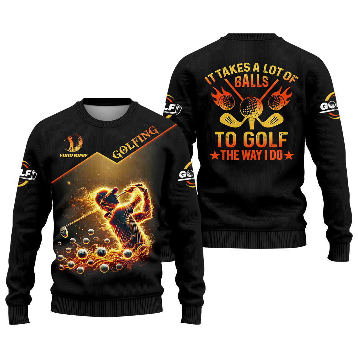 Custom Golden Fire Its Take A Lot Of Golf Ball To Golf Like I Do Men's Golf Polo ShirtDad Golf Gift