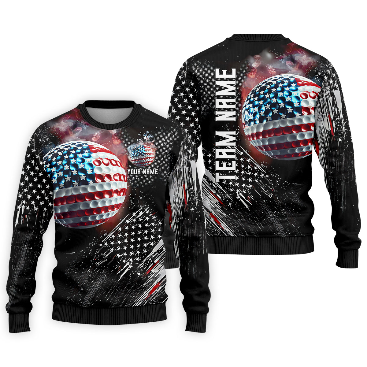 American Flag Ball Custom Golf Polo ShirtFunny Golf Shirt, Dad Golf Gift