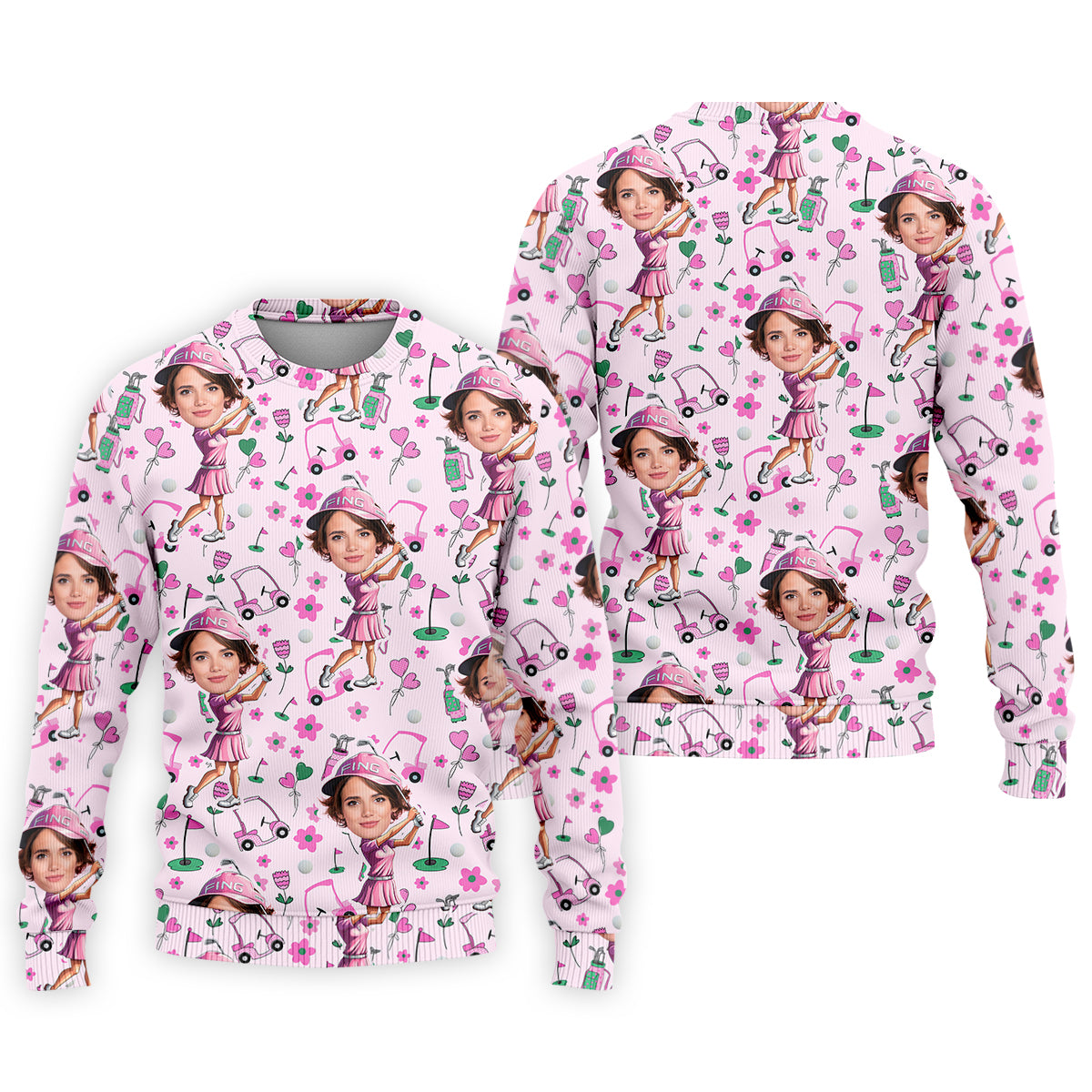 Custom Face Funny Womens Golf Polo ShirtLadies Golf Shirt