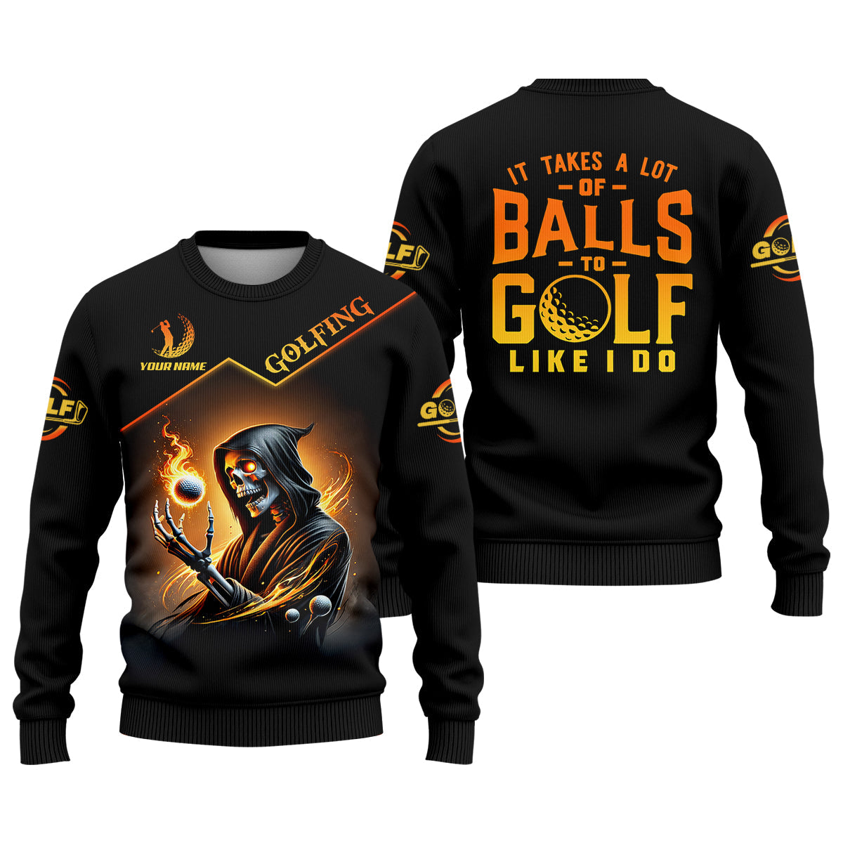 It Takes A Lot Of Golf Balls To Golf Like I Do Golden Fire Custom Men's Golf Polo ShirtDad Golf Gifts