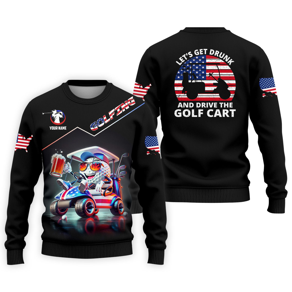 Let's Get Drunk And Drive The Golf Cart Custom Men's Golf Polo Shirtunny Golf Shirt, Dad Golf Gift