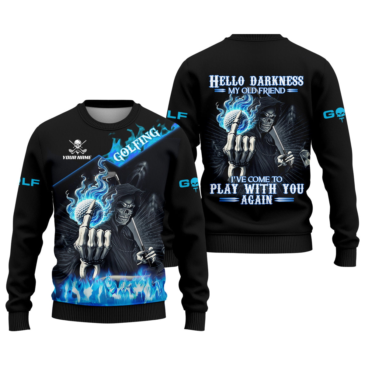 Hello Darkness My Old Friend Custom Men's Golf Polo ShirtHilarious Golf Shirt, Skeleton Golf Shirt