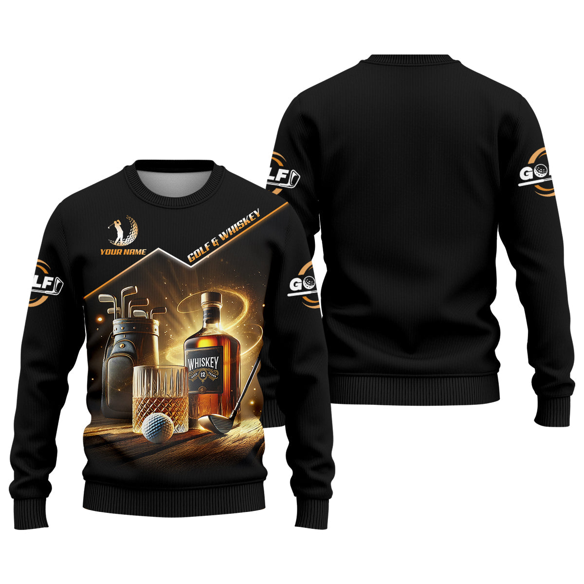 Golf And Whiskey Custom Men's Golf Polo ShirtWhiskey Golf Shirt, Gift For Golfers