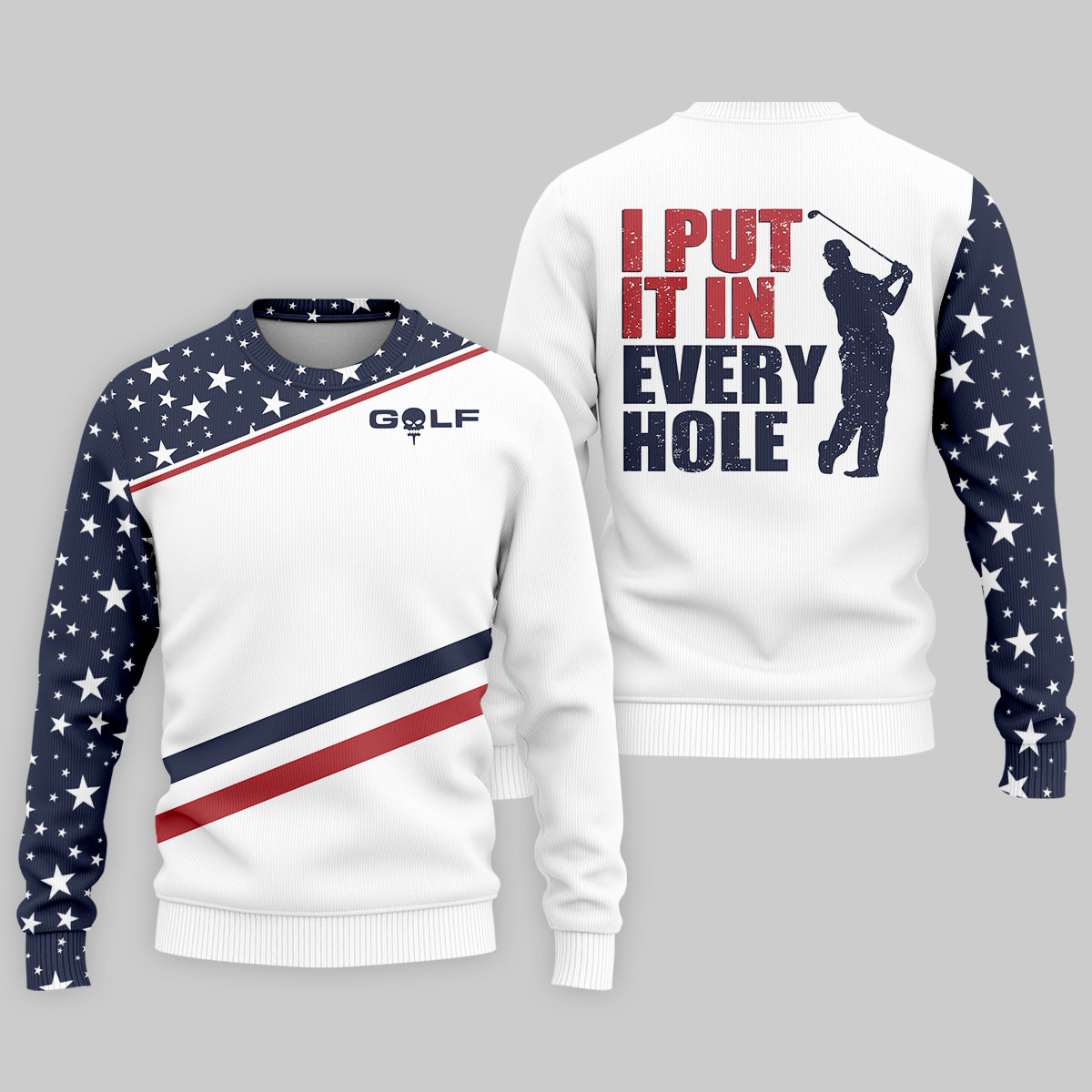 I Put It in Every Hole Mens Golf Polo ShirtMens Golf Gift, Funny Golf Shirt, America 250 Anniversary Golf Shirt